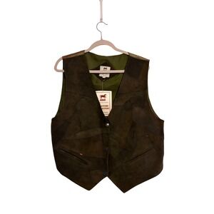 Stratford Collection Mens Dark Brown Suede Leather Patchwork Vest XL NWT
